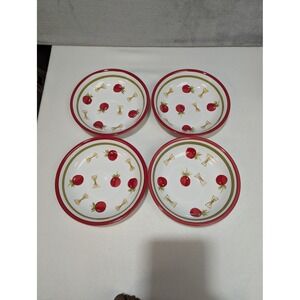 Tabletops Unlimited Pasta Bowls Set of 4 Red White Excellent Tomato Pasta 8in